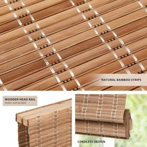 No Tools No Drill Cordless Bamboo Roman Shades
