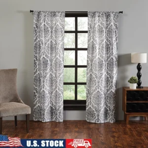 2-Piece  Damask Machine Washable Window Treatments