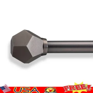 Adjustable Metal Curtain Rod, Includes Brackets, Finials. Mounting Hardware