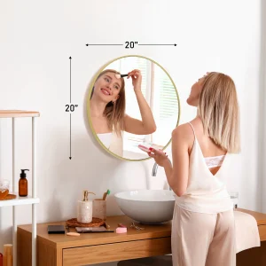 Large Gold Round Vanity Mirror